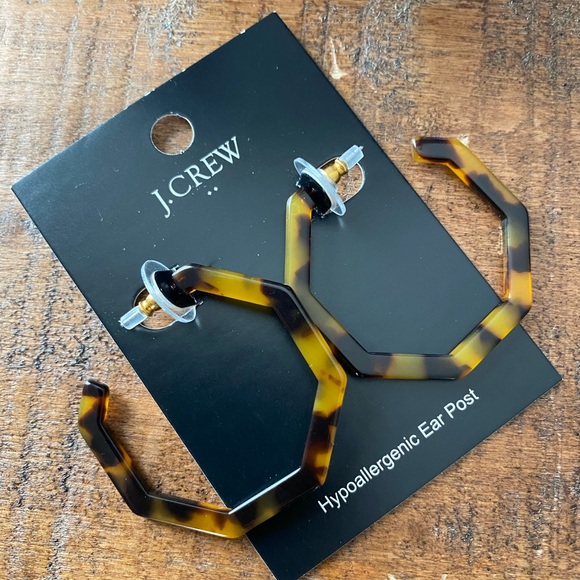 J. Crew Tortoise hexagon hoop earrings. - Picture 9 of 10